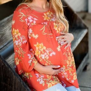 Relaxed Floral Long Sleeve Maternity Top